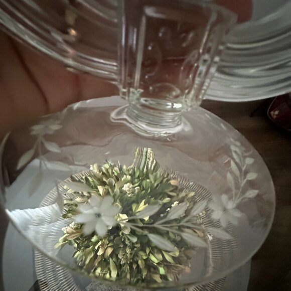 Tiffin-Franciscan Maritza Double Light Candle Holder-Candelabra Etched Floral - Picture 6 of 6